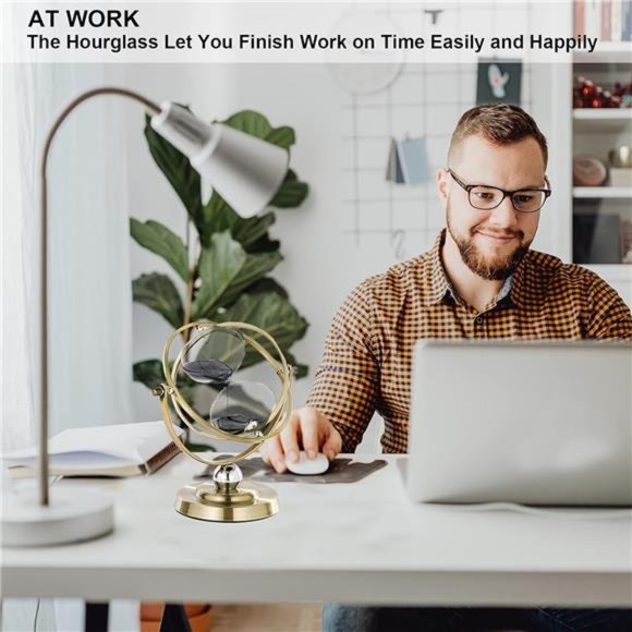 Brass Hourglass 60 Minute, 720° Rotating Vintage Metal Sand Timer, Large Black - Picture 6 of 7